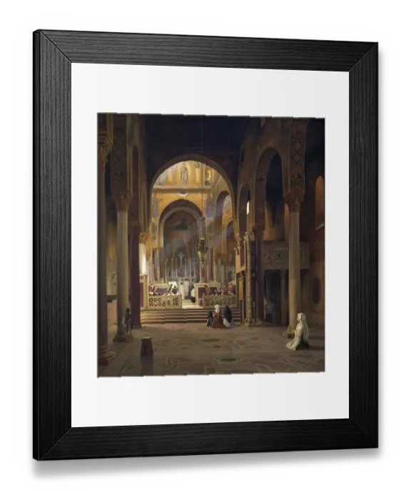 Framed Print : The interior of the Capella Palatina in Palermo around 1850