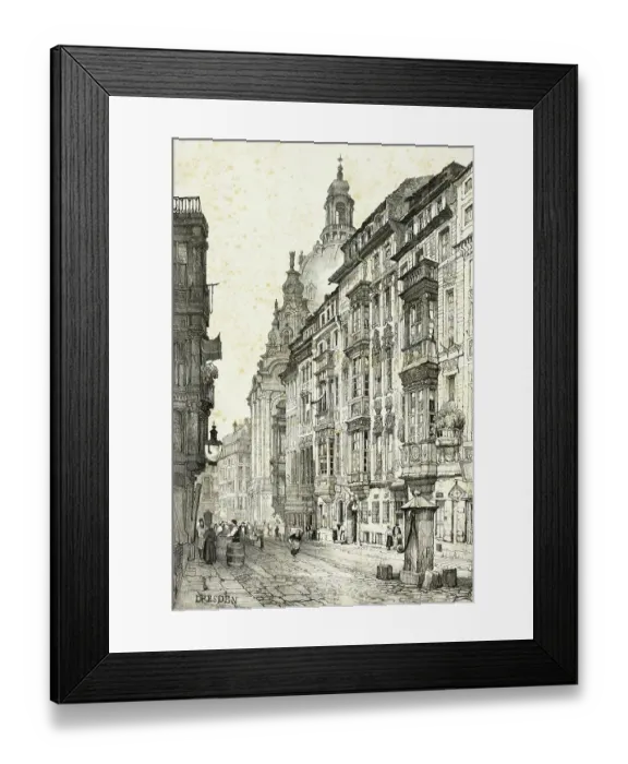 Framed Print : Old Town of Dresden in 1850, Saxony Framed Print : Old Town of Dresden in 1850, Saxony
