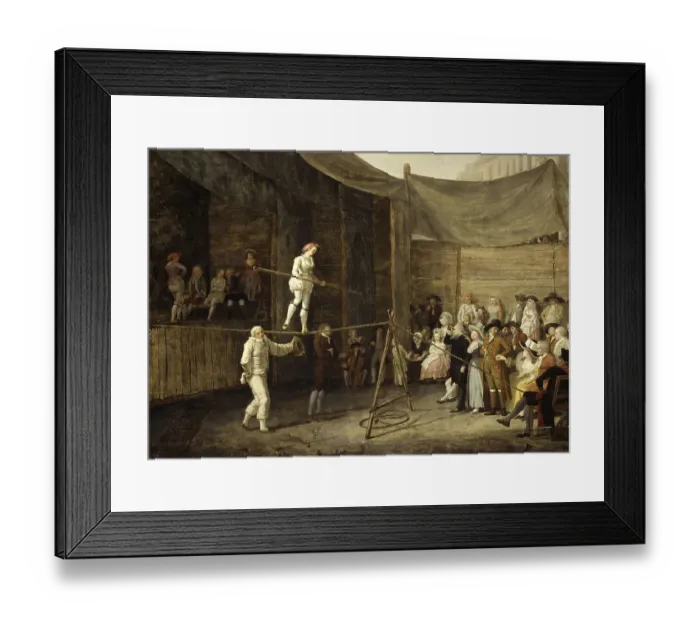 Framed Print : The tightrope walker, artists performing around 1800 Framed Print : The tightrope walker, artists performing around 1800