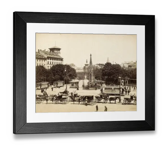 Framed Print : Post Office Square with the Cholera Fountain in Dresden