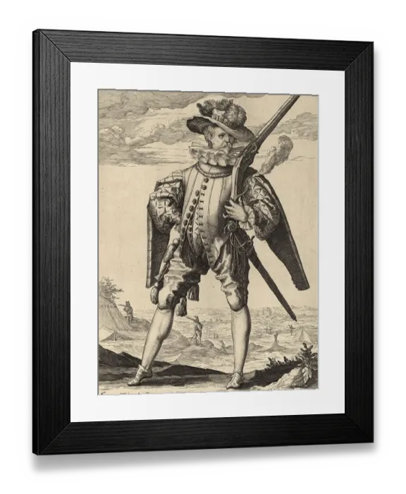 Framed Print : Musketeer, Musketeers, a type of infantry troop originally armed with muskets