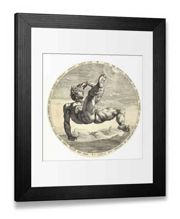 Framed Print : Icarus or Ikaros falls from the sky after his flight experiment fails