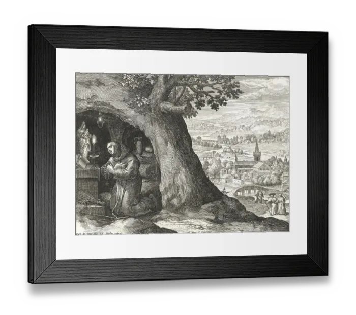 Framed Print : The Hermit Anthony, from Sylvae Sacrae by Rafael Sadeler (c)
