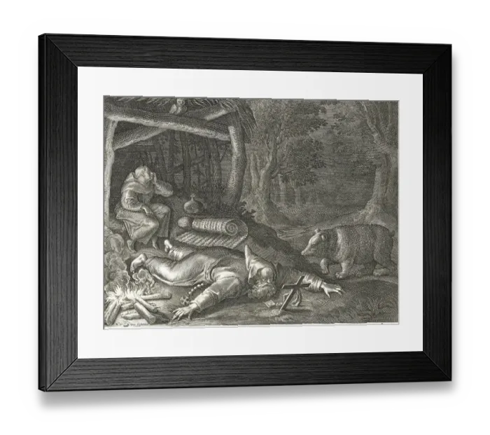 Framed Print : The Hermit Gallus, from Sylvae Sacrae by Rafael Sadeler (c)