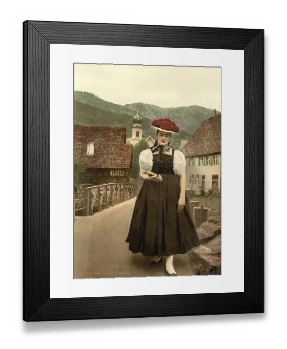 Framed Print : Woman from the Black Forest in typical traditional costume