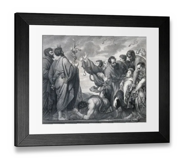Framed Print : Story of the Prophet Moses, Moses and Eleazar show the people plagued by a snakebite the brazen serpent Framed Print : Story of the Prophet Moses, Moses and Eleazar show the people plagued by a snakebite the brazen serpent