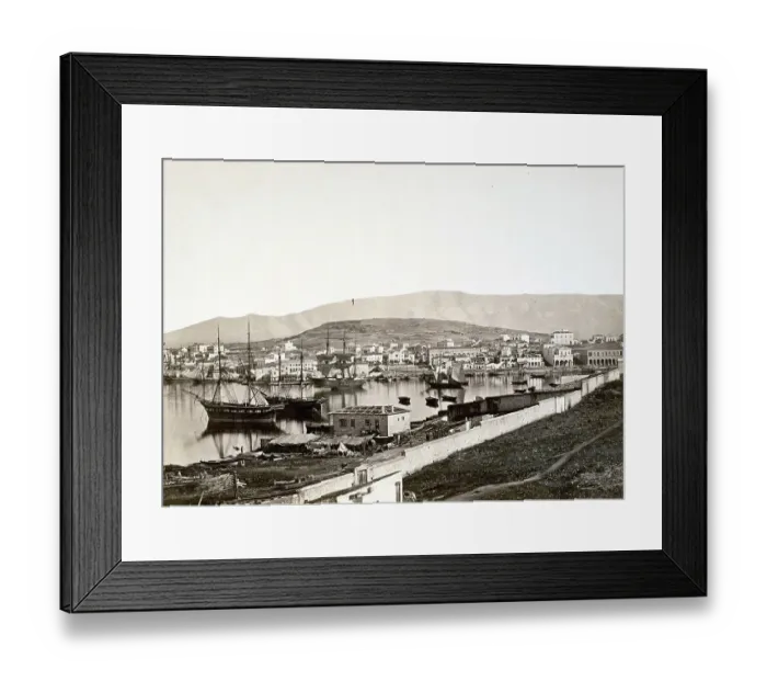 Framed Print : Port of Piraeus, ca 1875, Greece Framed Print : Port of Piraeus, ca 1875, Greece