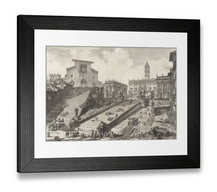 Framed Print : Ancient Rome, Romano Campidoglio con Scalinata che va alla Chiesa d'Araceli