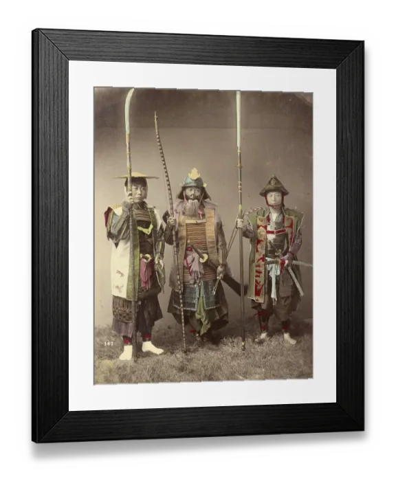 Framed Print : Three Samurai warriors in armour