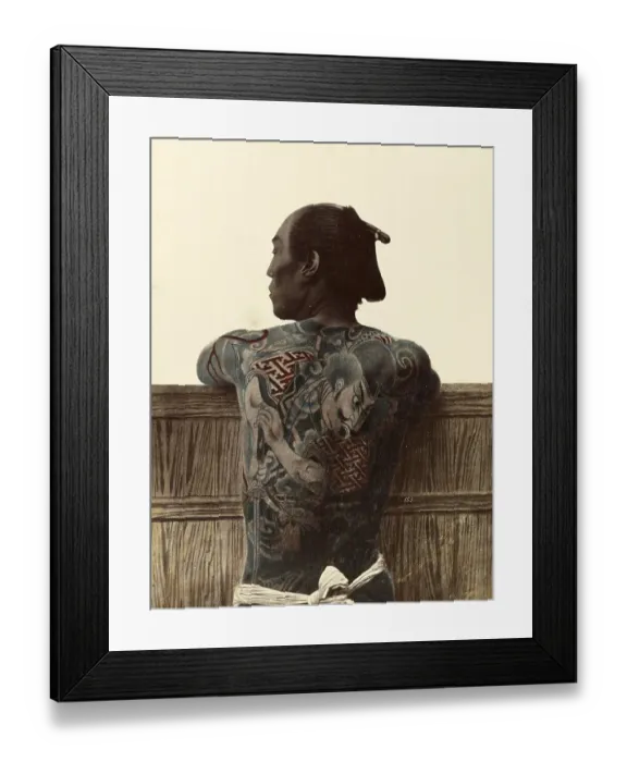 Framed Print : Japanese man with a tattoo on his back Framed Print : Japanese man with a tattoo on his back