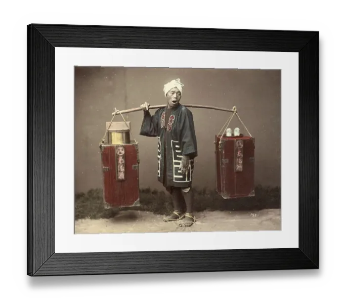 Framed Print : Street vendor with amazake, a traditional Japanese drink made from fermented rice