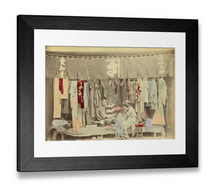 Framed Print : Second-hand clothing shop, c. 1870 Framed Print : Second-hand clothing shop, c. 1870