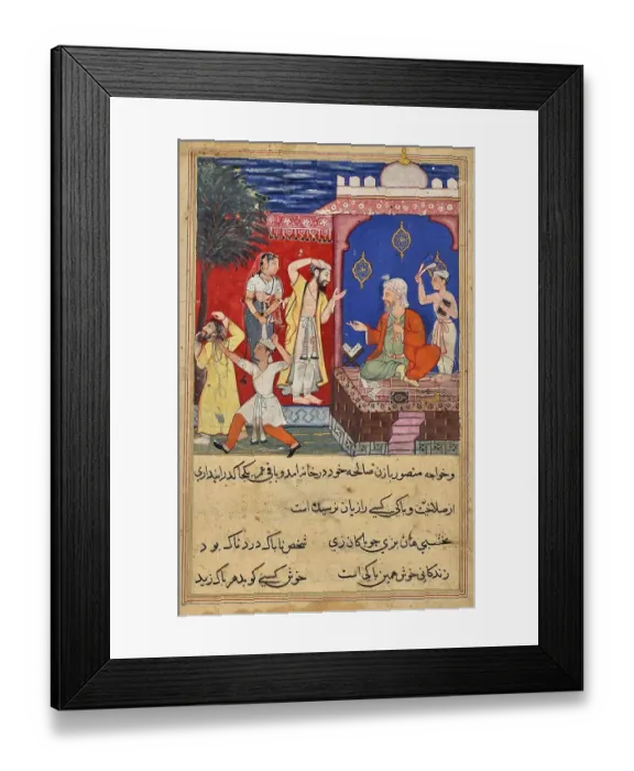 Framed Print : The false Mansur is punished in front of the judge and driven out of the city