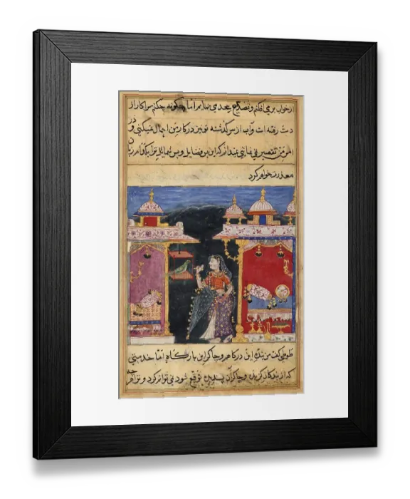 Framed Print : The parrot speaks to Khujasta at the beginning of the seventh night
