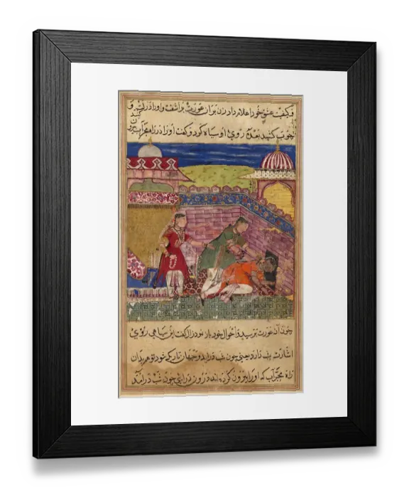Framed Print : The cheating woman throws out the matchmaker after blackening her face