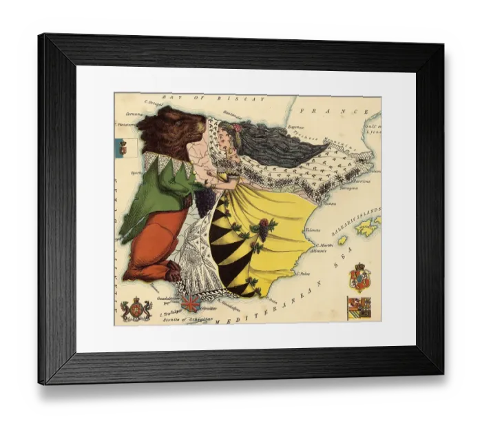 Framed Print : Personified map, c. 1880, Iberian Peninsula