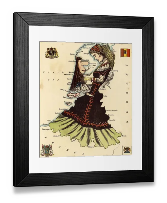 Framed Print : Personified map, c. 1880, Holland and Belgium Framed Print : Personified map, c. 1880, Holland and Belgium