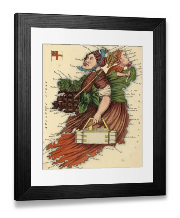 Framed Print : Personified map, c. 1880, Ireland