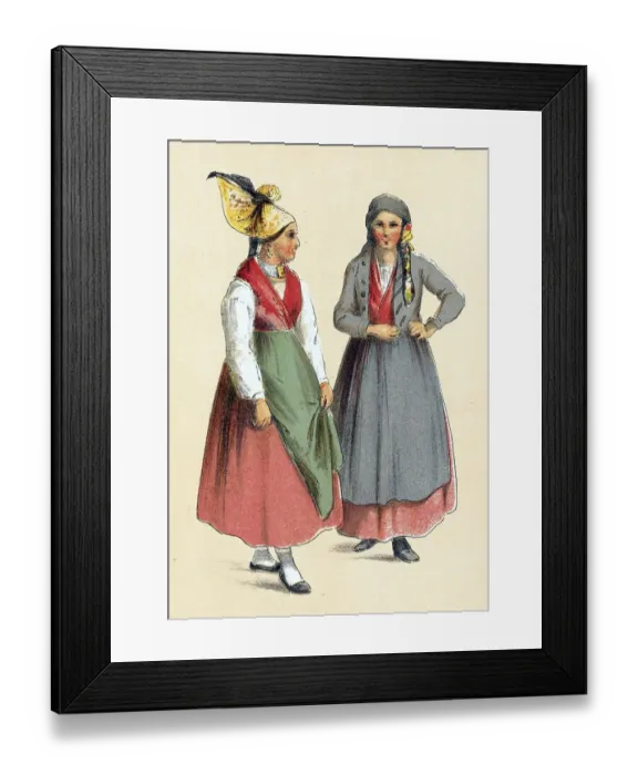 Framed Print : Traditional traditional costume of the peasants in Styria around 1860