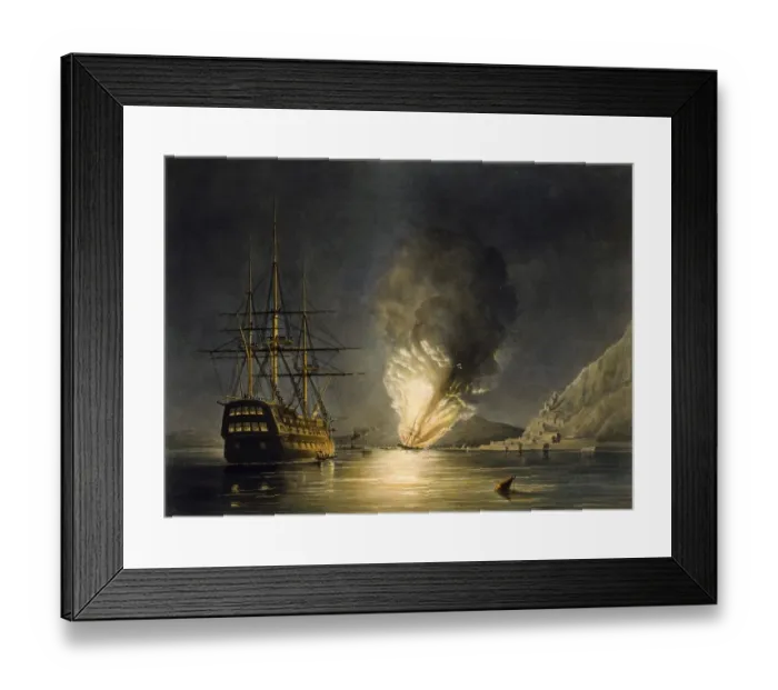 Framed Print : The Explosion of the US Steam Frigate Missouri at Gibralter
