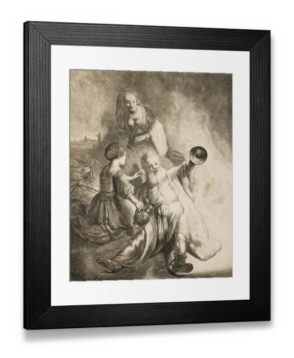 Framed Print : The biblical Lot with his two daughters