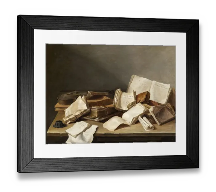 Framed Print : Still Life with Books and a Violin Framed Print : Still Life with Books and a Violin