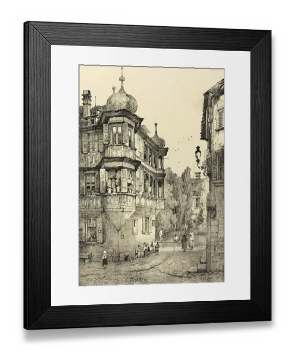Framed Print : The Old Town of Bamberg, c. 1845