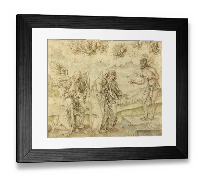 Framed Print : Mary and John in front of the Man of Sorrows