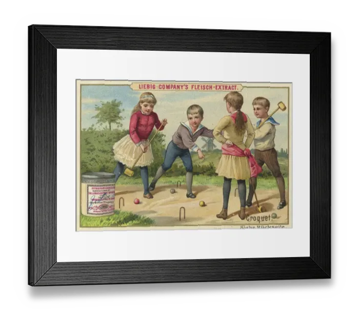 Framed Print : Croquet, ball game, digitally restored reproduction of a public domain collector's picture from ca 1900