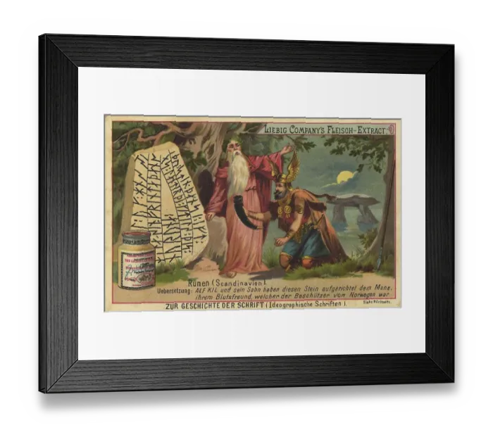 Framed Print : Runic script from Scandinavia, digitally restored reproduction of a public domain collective picture from ca 1900