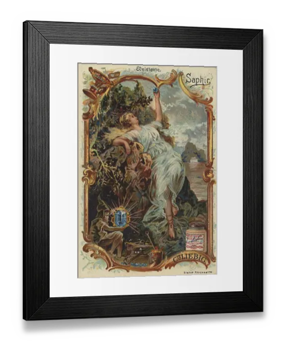 Framed Print : Sapphire, digitally restored reproduction of a public domain collector's picture from ca 1900