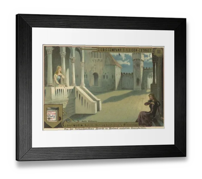 Framed Print : Ortrud begs Elsa for pity, opera in three acts by the German composer Richard Wagner