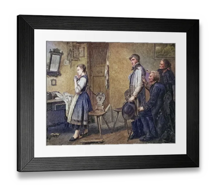 Framed Print : Shy suitor, historical engraving, circa Framed Print : Shy suitor, historical engraving, circa