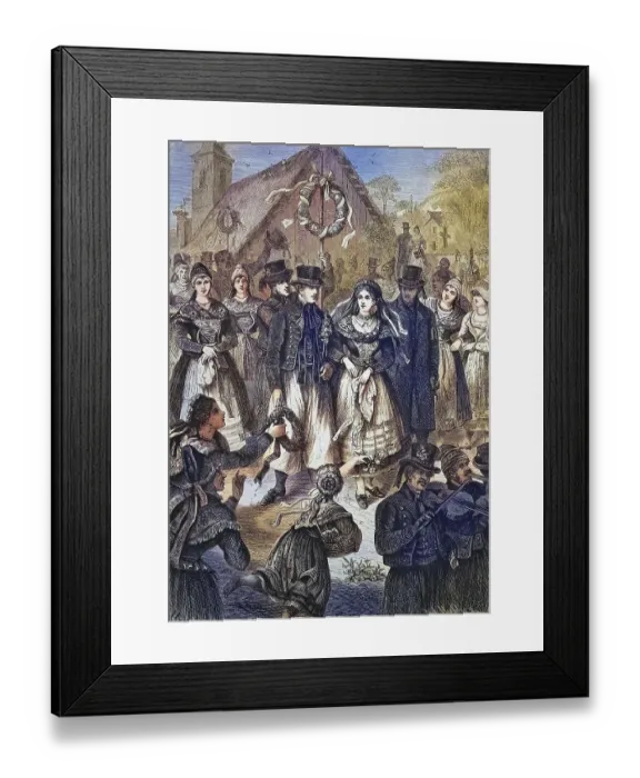 Framed Print : Wedding procession in Moenchgut on the island of Ruegen