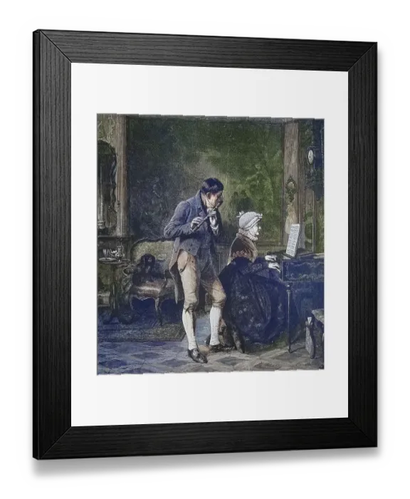 Framed Print : Hausmusik, historical engraving