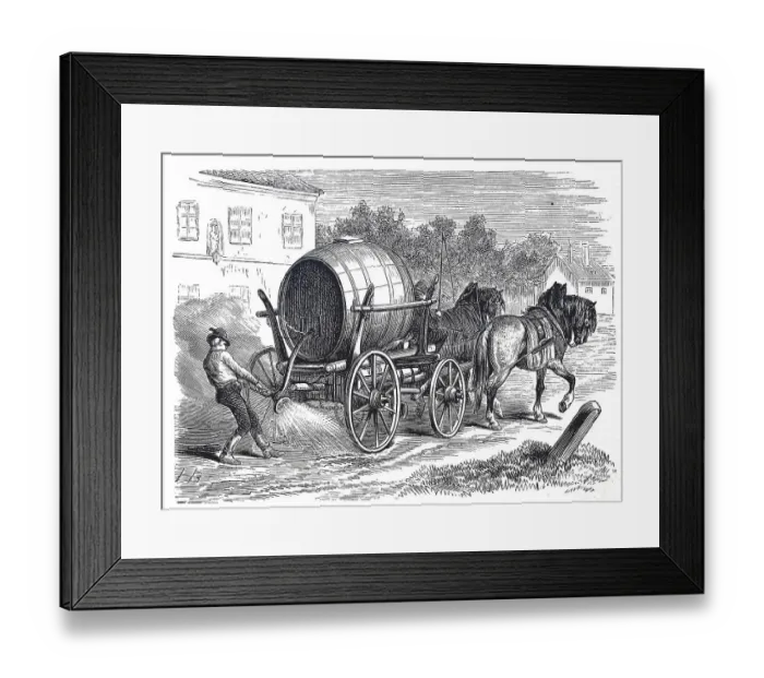 Framed Print : Spray cart, water transport, horse and cart Framed Print : Spray cart, water transport, horse and cart