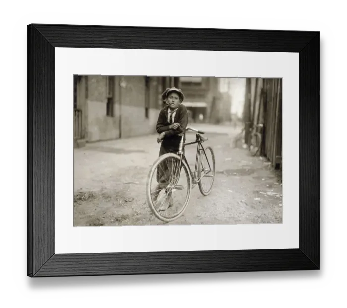 Framed Print : Child labour, messenger boy working for the Mackay Telegraph Company Framed Print : Child labour, messenger boy working for the Mackay Telegraph Company