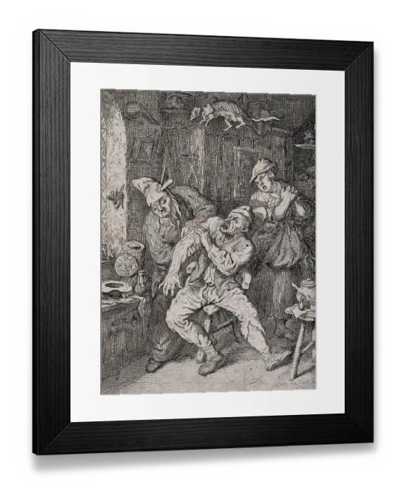 Framed Print : A surgeon applying a probe to the arm of a screaming patient