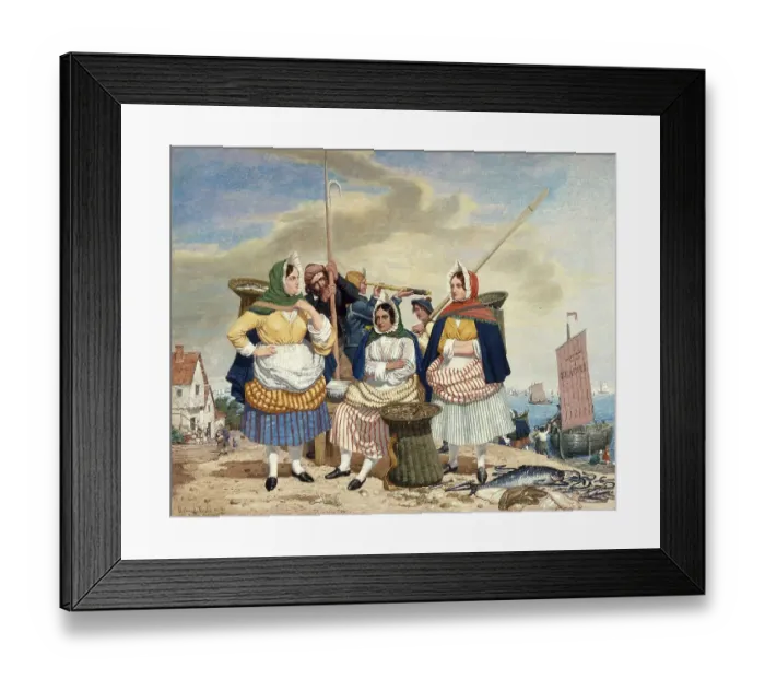 Framed Print : Fish Market on the Beach, c. 1855 Framed Print : Fish Market on the Beach, c. 1855