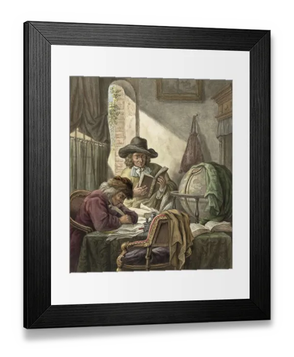 Framed Print : The Scholars, Two Men Studying in Books