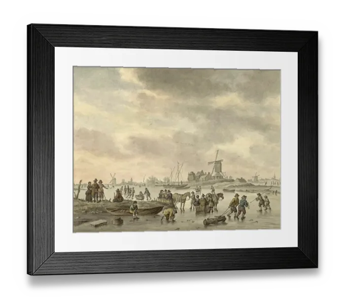 Framed Print : Fun on the Frozen Lake, Skaters Framed Print : Fun on the Frozen Lake, Skaters