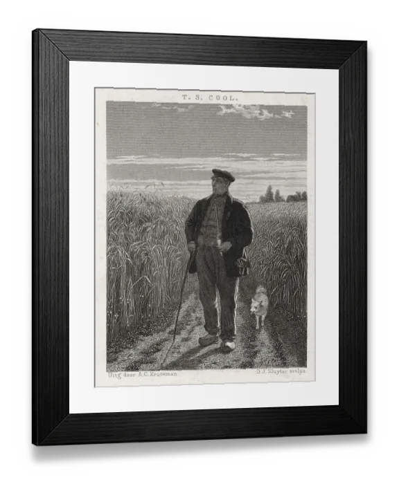 Framed Print : Farmer with a pipe and wooden shoes in a grain field Framed Print : Farmer with a pipe and wooden shoes in a grain field