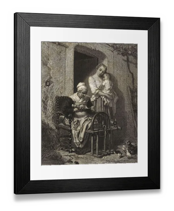 Framed Print : Woman with a spinning wheel, 1852