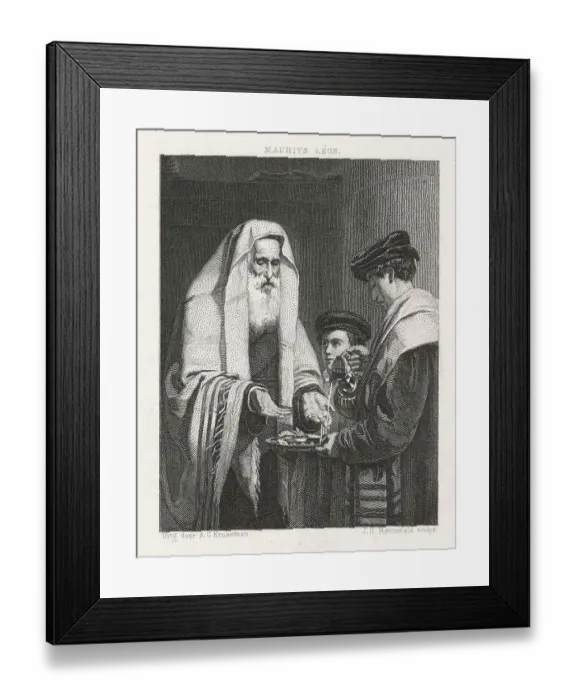 Framed Print : Young Man Pouring Water on the Hands of an Old Man