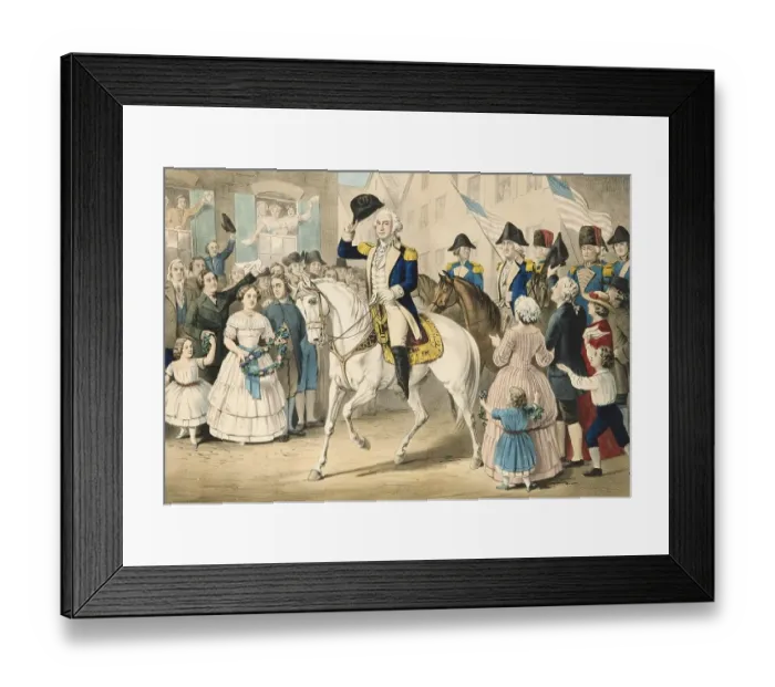Framed Print : Washington's entry into New York after the evacuation of the city by the British