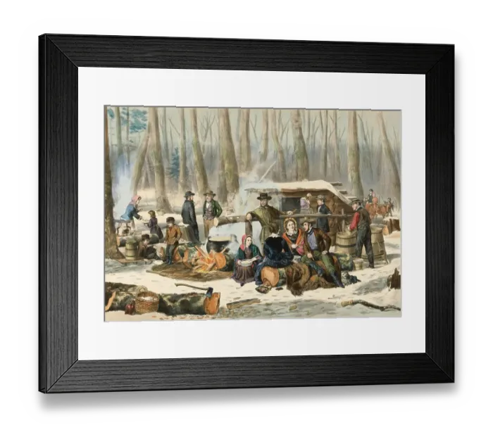 Framed Print : American Forest Scenes, Maple Sugar Extraction