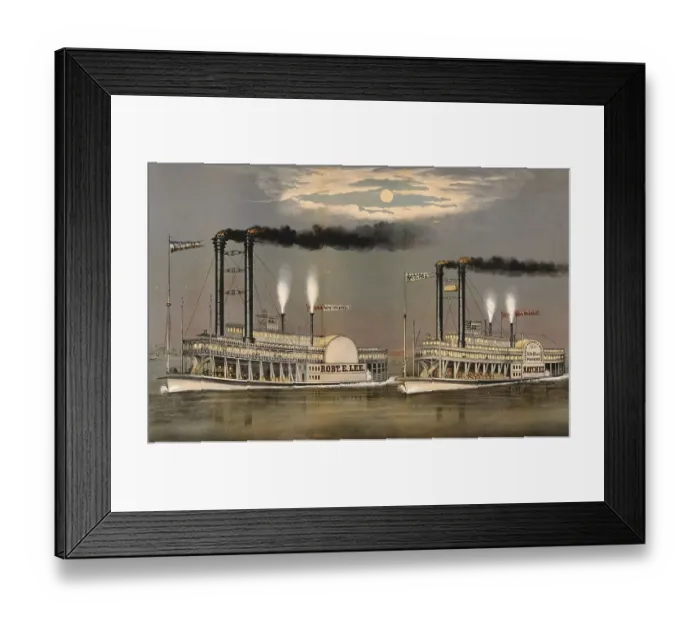 Framed Print : The Great Race of Steamboats on the Mississippi