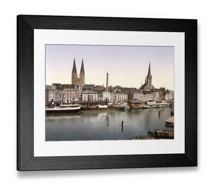 Framed Print : The Lower Trave near the Holsten Gate in Luebeck