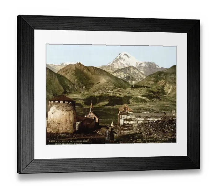 Framed Print : The Street, the Kasbeck and the Church Framed Print : The Street, the Kasbeck and the Church