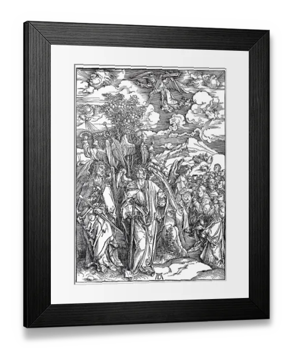 Framed Print : Picture cycle The Apocalypse, four angels stopping the winds and signing the elect